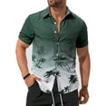 thumbnail image 4 of Mens Polo T-Shirt Short Sleeve Tropical Button Down Beach Mens Knit Tops,Army Green,L, 4 of 4
