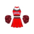 thumbnail image 1 of Xnihocha Girls Classic Cheerleading Team Uniform Mesh Splice Crop Top with Pleated Boxer Skirts Rooter Stage Suit Red 14, 1 of 7