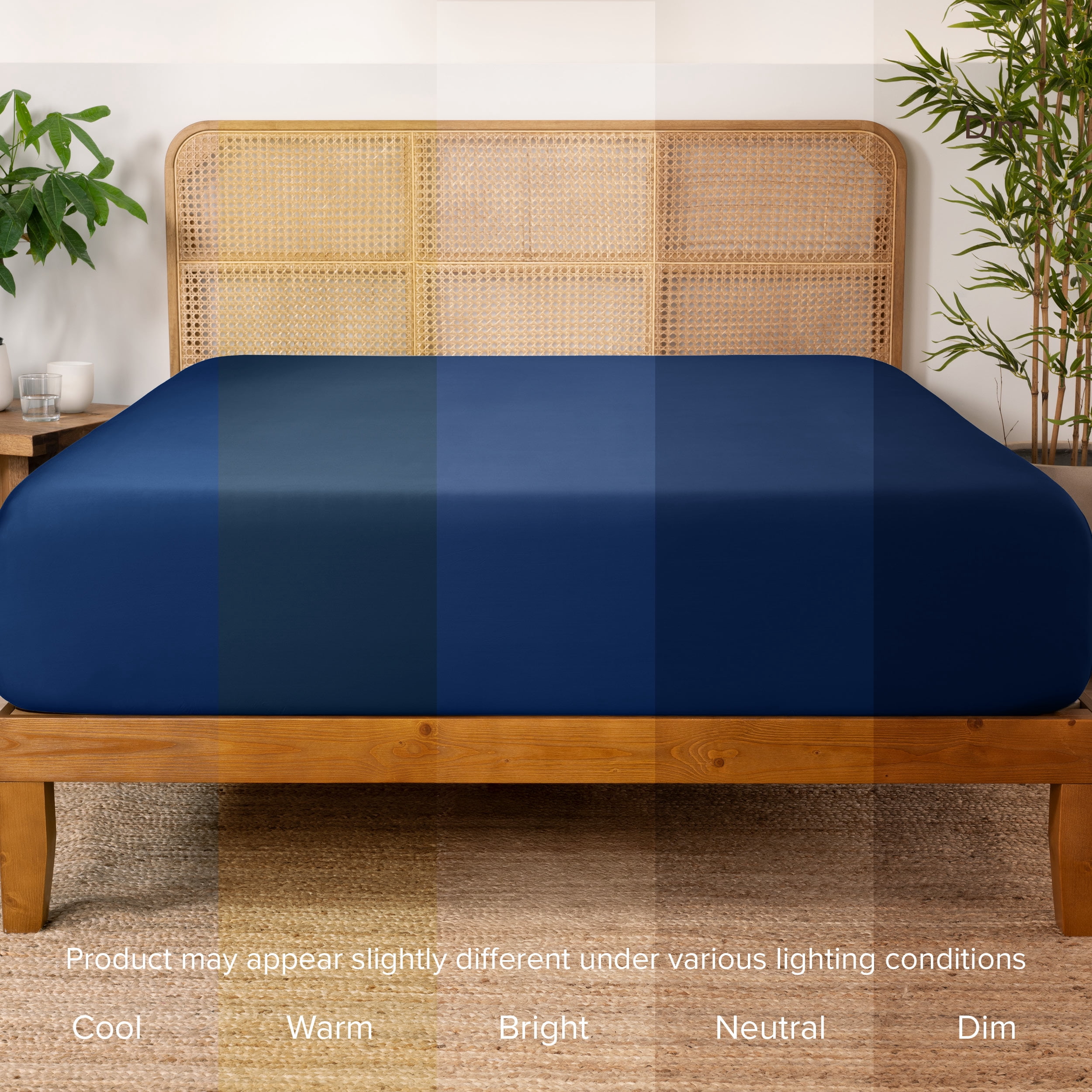 Bare Home Bamboo Fitted Sheet - Made from Rayon Fibers - Deep Pockets - Soft, Cooling & Breathable - Full, Dark Blue