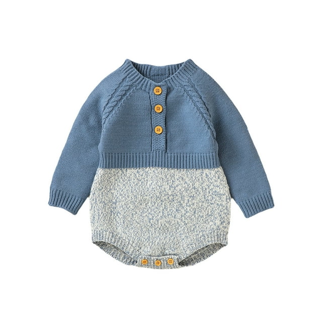 xiaxaixu Chandail d'Automne et d'Hiver pour Bébés Garçons Combinaisons à Manches Longues avec Boutons Contrastés en Tricot