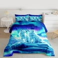 thumbnail image 2 of jejeloiu Jungle Wildlife Wolf Queen Comforter Set,Watercolor Aurora Bedding Comforter Set For Boys Teens Reversible 3 Pieces, 2 of 8
