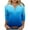 Blue, variant on Women's V Neck Ombre Color 3/4 Sleeve Tops Tees Tshirts Shirts Blouse with Gradient Effect for Fashionable Everyday Wear My Items