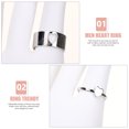 thumbnail image 4 of 1 Pair Heart Rings Couple Rings Adjustable Open Ring Statement Finger Ring, 4 of 8