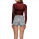 thumbnail image 5 of Camiseta de Larga Ajustada con Cuello Alto y Elástica Ultrafina para Mujer. Tops Transparentes. Vino Tinto XXXL, 5 of 7