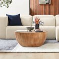 thumbnail image 3 of 31.50"/ 35.43" Bucket Shaped Coffee Table Solid Wood+MDF Vintage Round Coffee Wood Table With Storage Space For Office, Dining Room And Living Room, 3 of 9