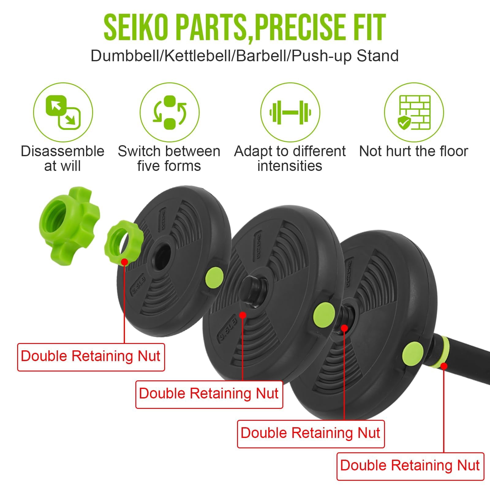 Yeshouse 44Lbs Adjustable 4-In-1 Dumbbell Set, Sand Filled PE Dumbbells with Kettlebell Combo Multi-Function Strength Training Weights Home Gym Equipment for Bench Press Squats and Push-Up Handles