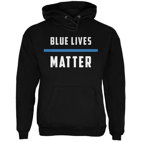 Police Blue Lives Matter Thin Blue Line Black Adult Hoodie - X-Large
