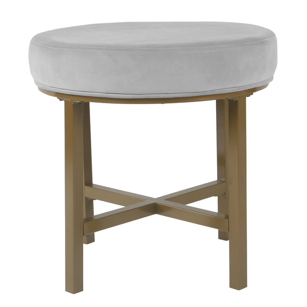 HomePop Decorative Round Ottoman with Metal Base, Multiple Colors