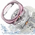 thumbnail image 1 of czcpp-[2-Pack] Case Compatible with Samsung Galaxy Watch 7 Ultra (47mm), Bling Rhinestone Diamond PC Protective Case Replacement Watch Cover for Women Men, 47mm, Pink + Transparent, 1 of 4