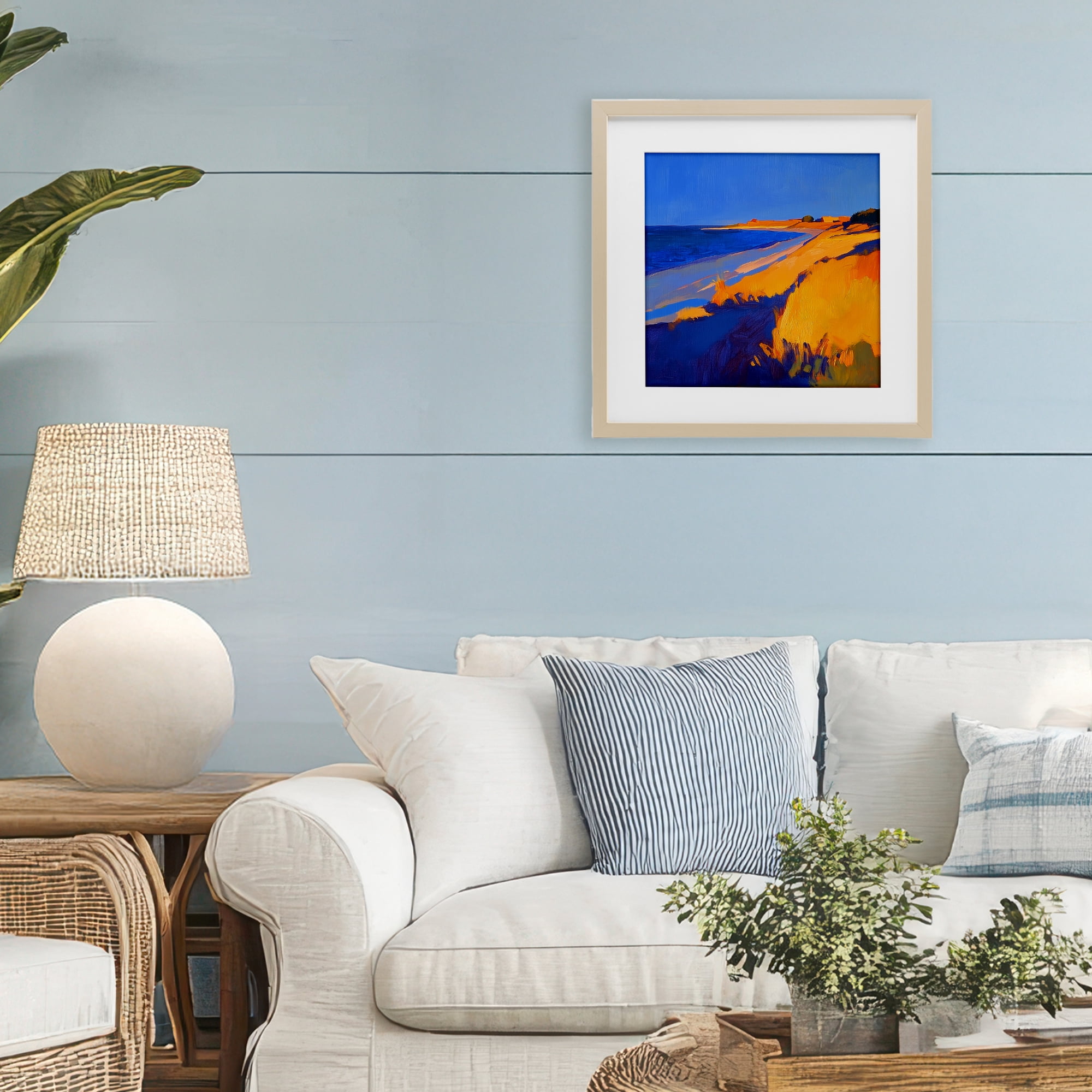Stupell Industries Complimentary Coast Seascape Birch Framed Print Under Glass, design by Walker Noble