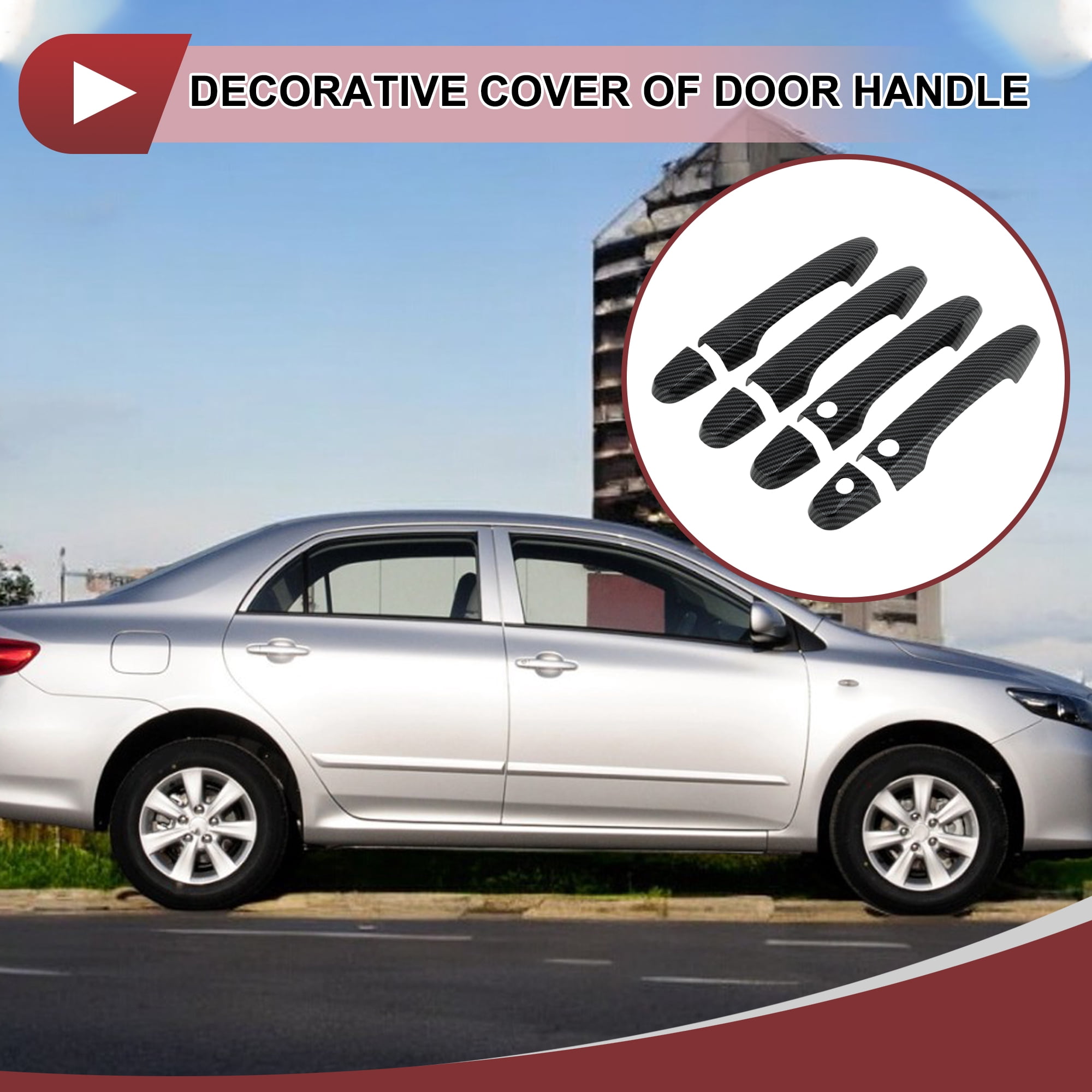 Unique Bargains Car Door Handle Cover Set for Honda CR-V 2012-2016&Civic 2012-2015 Black