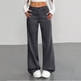 thumbnail image 4 of ZToonmas Solid Pinstripe Wide Leg Suit Pants for Women High Waist Button Zipper Straight Full Length Office Casual Pants with Pockets, 4 of 7