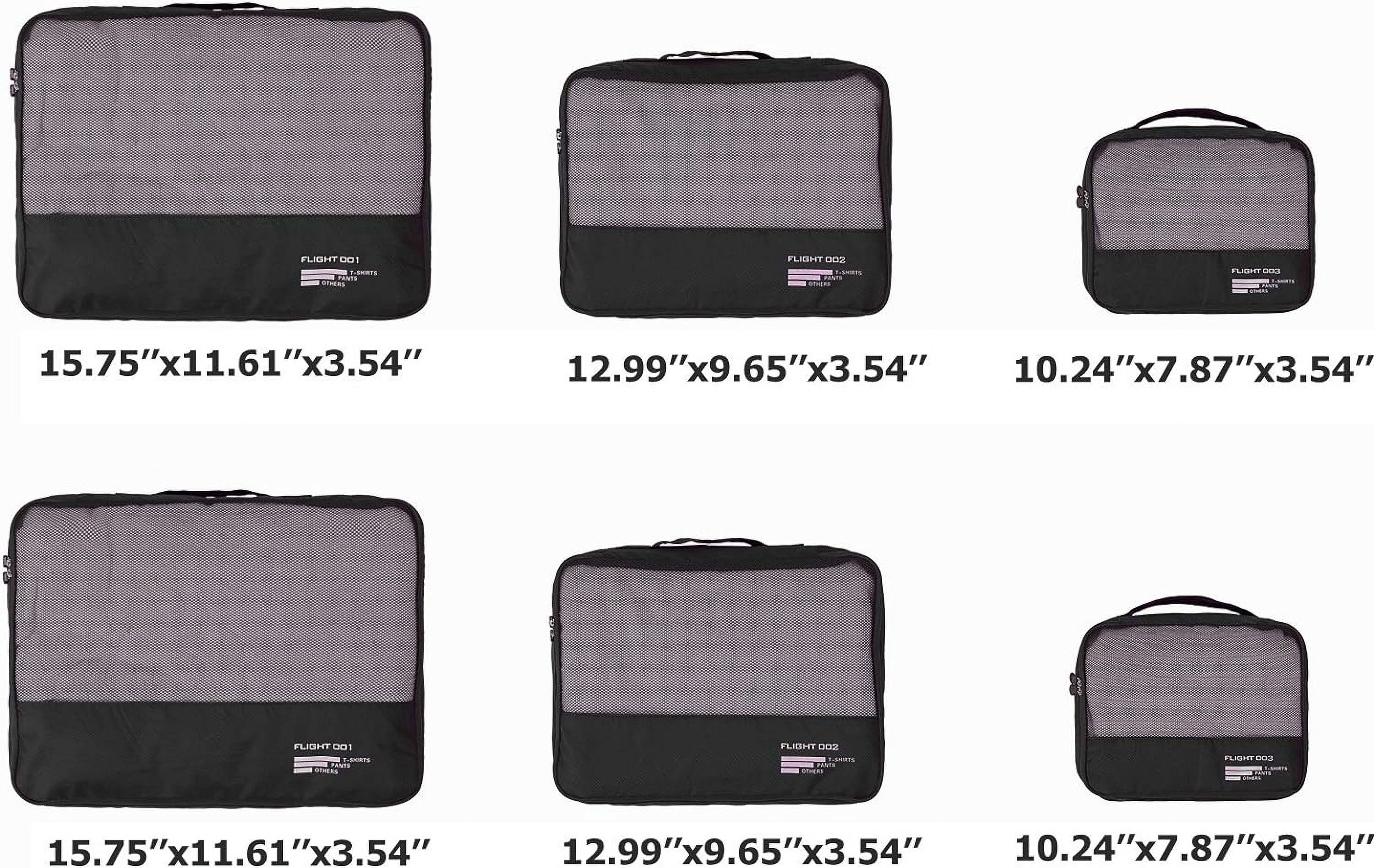 6-Piece Packing Cubes Set – Travel Luggage Organizers, Lightweight Nylon – 2 Large + 2 Medium + 2 Small Sizes – Breathable Mesh, Strong Zipper – Black/Navy Blue/Gray/Sky Blue