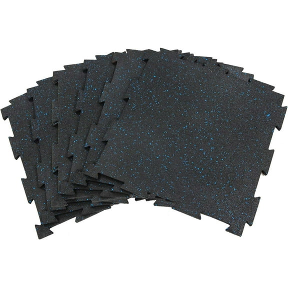 RevTime 6pcs Premium Puzzle Rubber Floor Tile 20"x20"x3/8", 10 mm Thick SBR & EPDM Rubber for Home Gym Floor, Fitness Floor, Exercise Equipment Mats and Garage Floors (17 sq.ft)