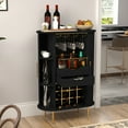 thumbnail image 5 of HLR Coffee Bar Cabinet with Tambour Door: Wine Rack, Glass Holder, & Storage Buffet for Home & Living Room Black, 5 of 6