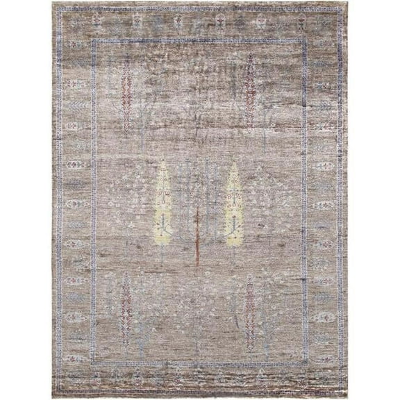 Pasargad Home Tribal 68" x 93" Hand-Knotted Silk Area Rug in Multi-Color