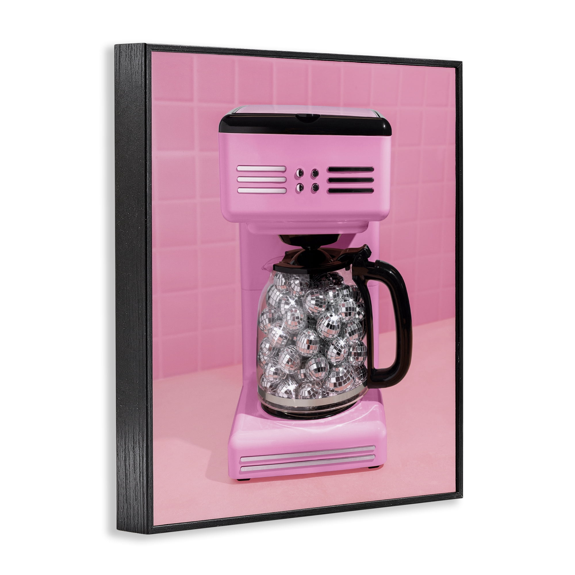 Stupell Industries Disco Coffee Over Pink Black Framed Giclee Art, design by LISH Creative