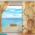 thumbnail image 3 of Splicing Pattern Compass On Old Map Semi Sheer Curtains Window Voile Drapes Panels Treatment-55X78in for Living Room Bedroom Kids Room, 3 of 3