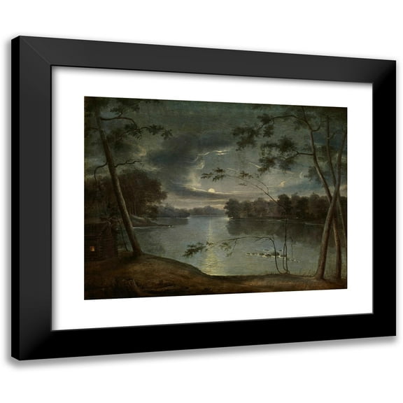 George Winter 14x12 Black Modern Framed Museum Art Print Titled - Nocturnal Landscape