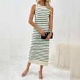 thumbnail image 5 of IDOPIP Women's 2025 Summer Sleeveless Striped Bodycon Midi Dress Crew Neck Slim Ribbed Knit Dresses, 5 of 8
