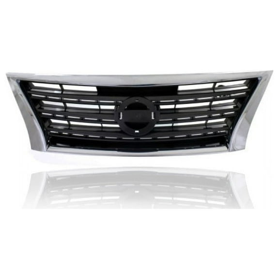 Grille - Compatible/Replacement for '13-15 Nissan Sentra SR - Main Upper, Chrome Frame Black Insert, With Emblem Provision - 623103RM0A