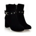 thumbnail image 7 of CBGELRT Dress Boots for Women Fashion Suede Belt Buckle Decor Ankle Booties Side Zipper Thick High Heel Womens Shoes, 39 Black, 7 of 7