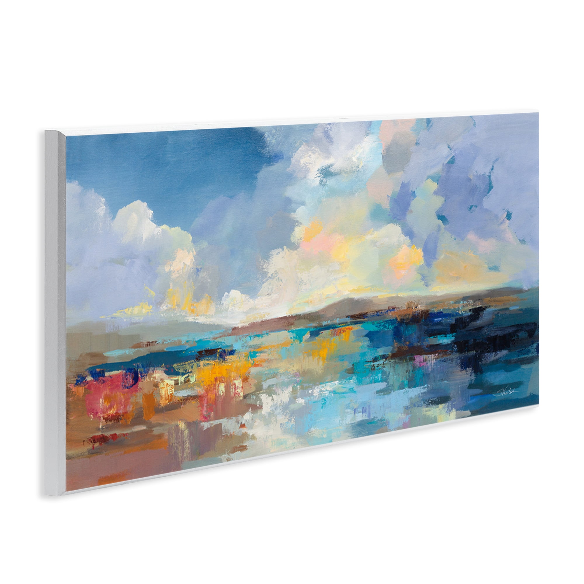 Stupell Industries Seaside Sunset Abstract Landscape Painting Unframed Art Print Wall Art, 17 x 7