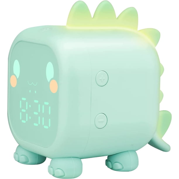 Reloj Despertador Digital para Niños, Reloj Despertador de Dinosaurios Reloj Despertador para Niños y Niñas con Luz y Alarma de Cuenta Regresiva Volumen Ajustable Reloj Despertador para Niños (Verde)