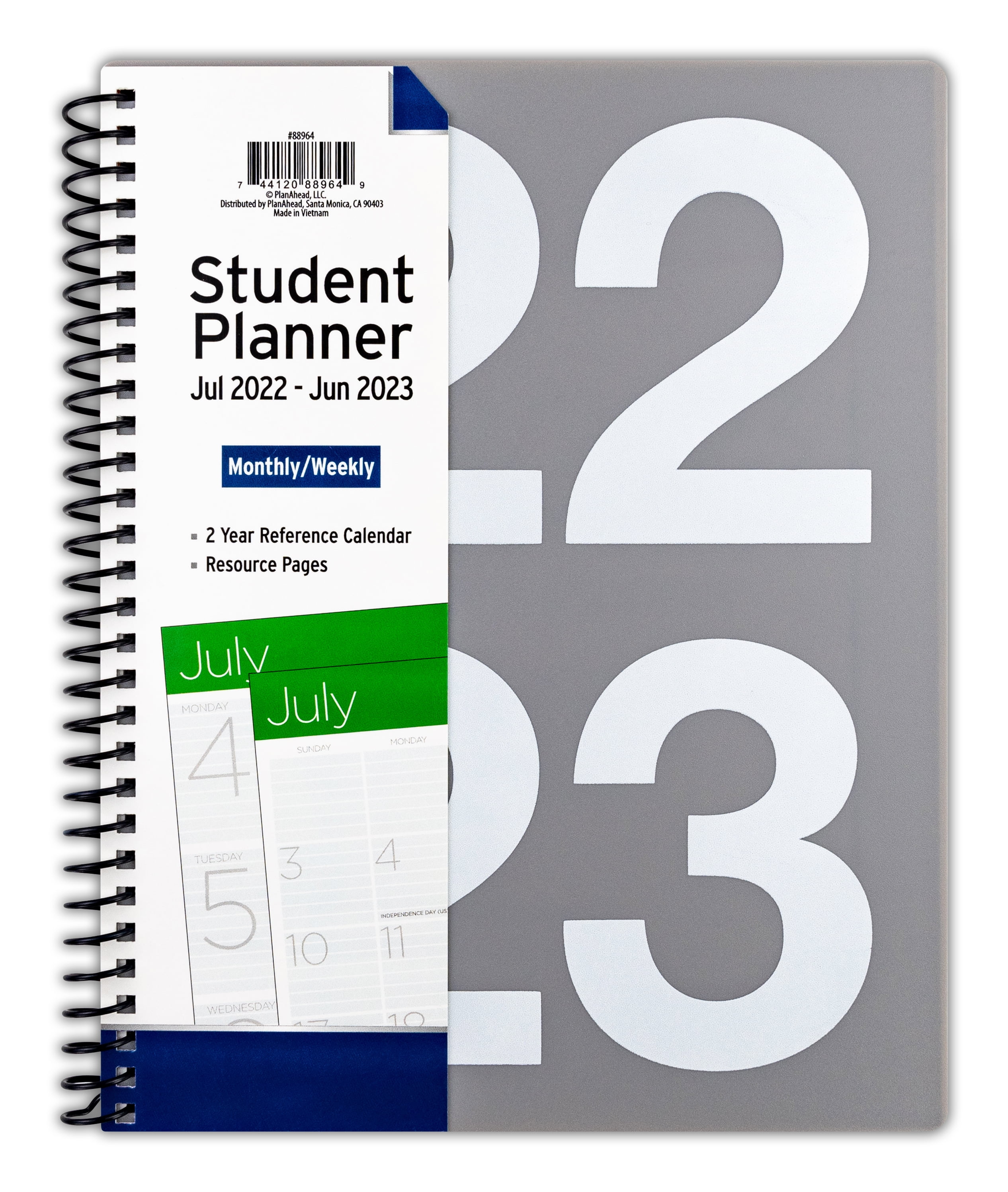 PlanAhead Monthly/Weekly Student Planner, July 2022 - June 2023, 8.5 x 10