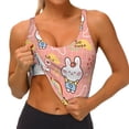 thumbnail image 4 of Haiem Rabbit So Cute Pattern Womens Sports Bra - U Neck Padded Low Impact Yoga Bra Workout Crop Top Gym Moisture-Wicking Workout Vest -Small, 4 of 9