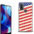 thumbnail image 1 of Slim-Fit Protective Phone Case (Black) compatible with Motorola Moto G Pure 5G, with Tempered Glass Screen Protector, by OneToughShield ® - Flag / USA, 1 of 3