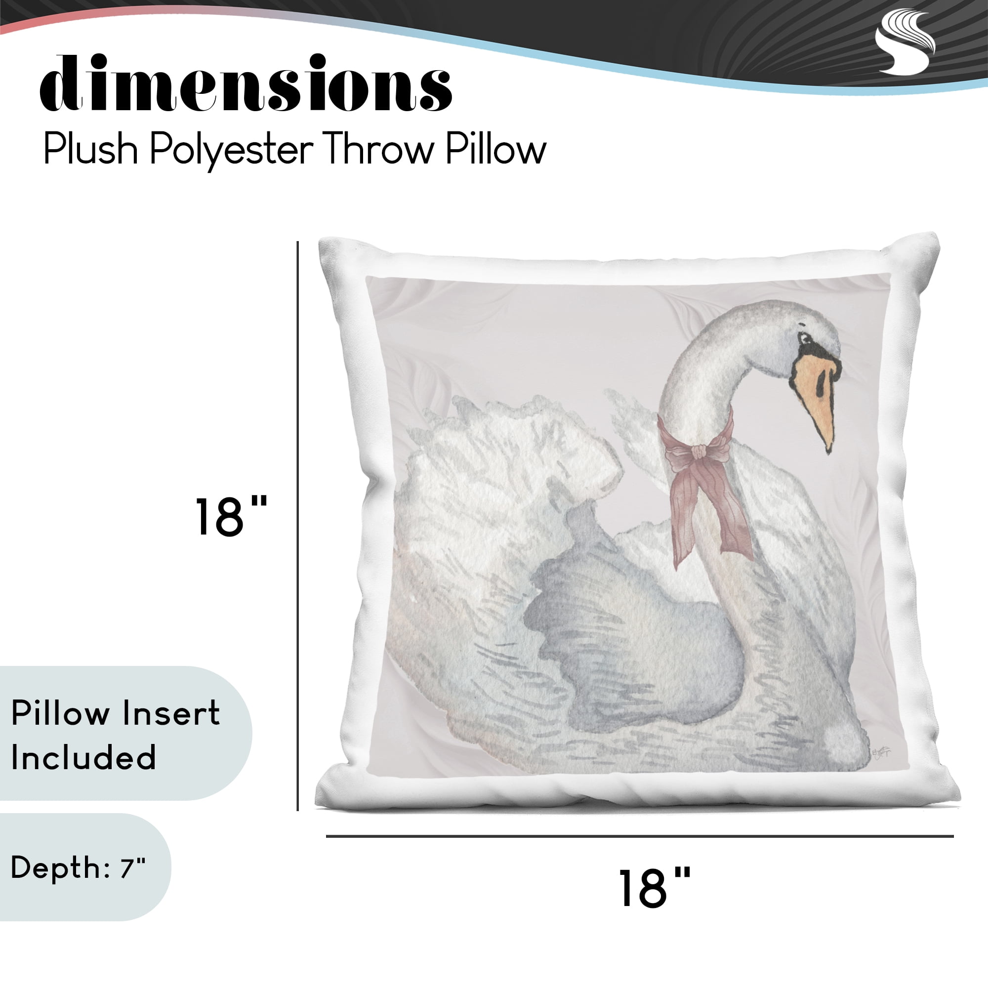 Stupell Industries Subdued Classic Swan Decorative Printed Throw Pillow, design by Elizabeth Medley