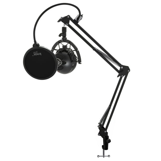 Blue Snowball iCE Mic (Black) with Knox Gear Boom Arm, Shock Mount