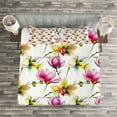 thumbnail image 3 of Ambesonne Floral Quilted Bedspread Set 3 Pcs, Vibrant Magnolia Flower, King Size, Multicolor, 3 of 3