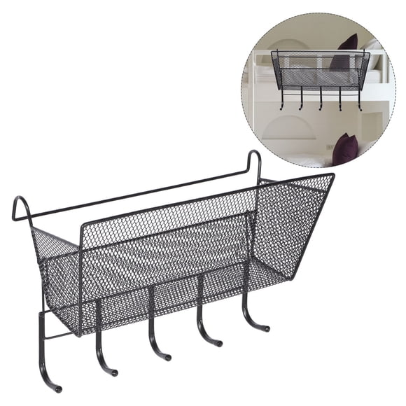 IFANLANDOR Rectangular Bedside Storage Basket Bed Hanger Black Iron 1Set For Dormitory Daily Use