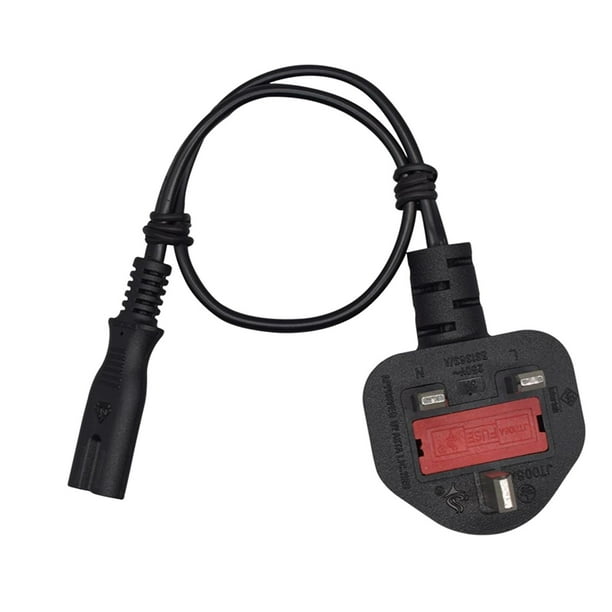Cable de alimentación de CA de 2 clavijas Fig 8 BS1363 macho a C7 hembra Cable de alimentación negro para computadora portátil PC portátil de viaje 064 m Macarena Cable de alimentación