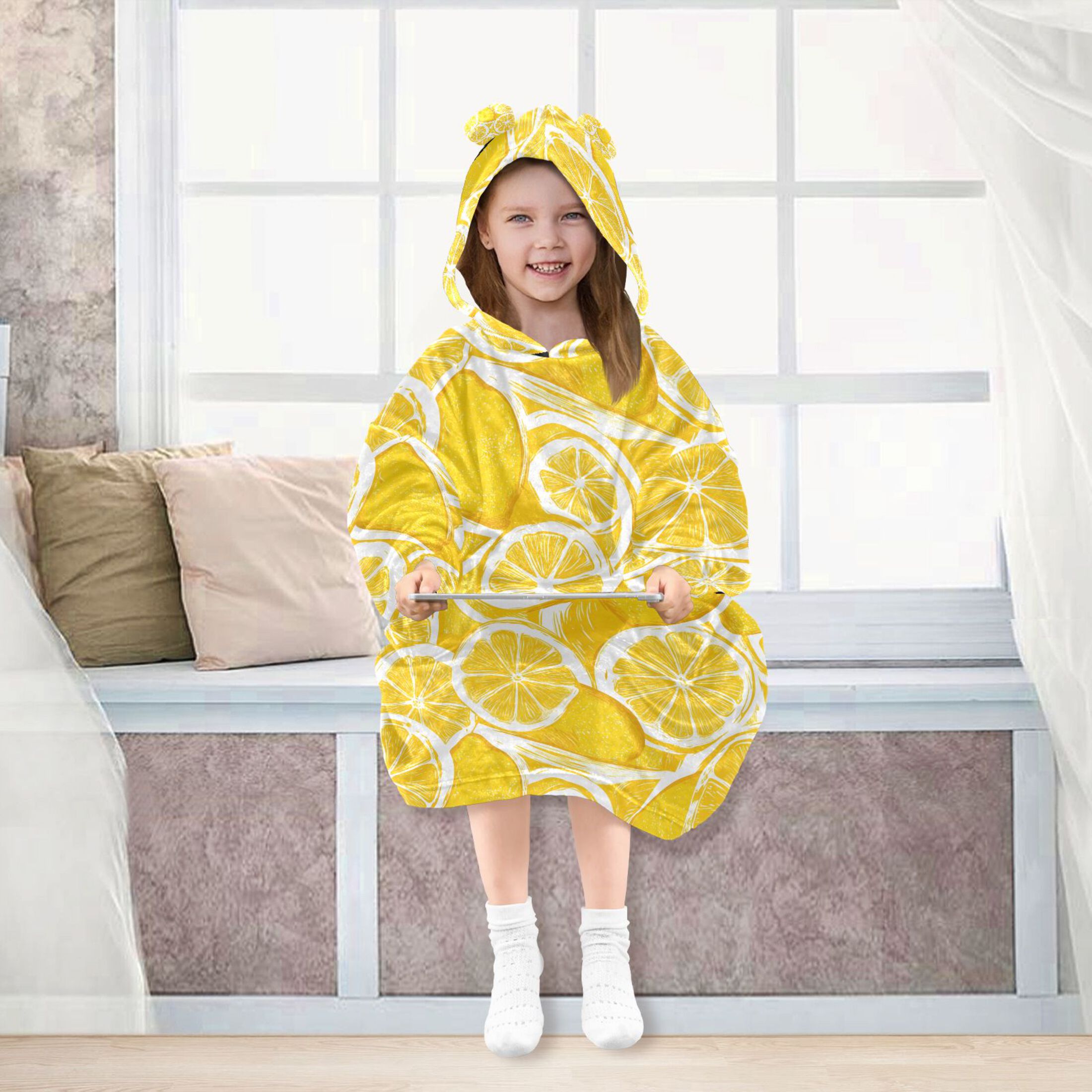 joogoo Wearable Blanket Hoodie for Lemon Fruits Oversized Sherpa Hooded 3-14 YR M