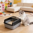 thumbnail image 5 of KOYPTL Semi Enclosed Cat Litter Box Anti-Splashing Kitty Litter Box Removable Open Top Litterbox Small Cats Litters Pan Kitten Toilet for Small Animal Rabbit Easy Clean Gray, 5 of 6