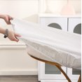 thumbnail image 2 of Round Vinyl Fitted Tablecloth with Flannel Backing Elastic Edge Design Table Cover Waterproof Oil-Proof Plastic Table Cloth Stain-Resistant Wipeable for 45"-52" Round, 2 of 6