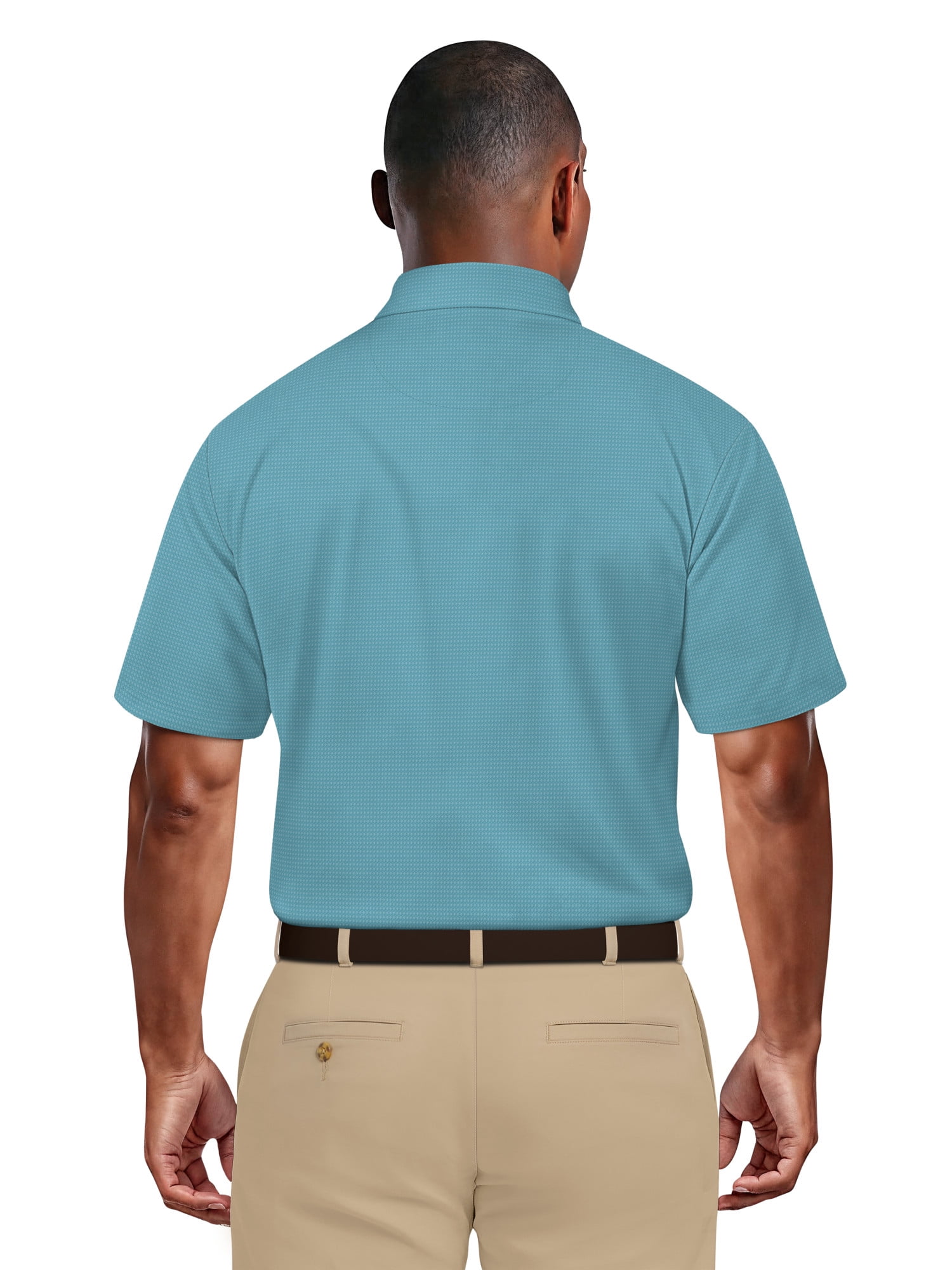Ben Hogan Men's & Big Men's Performance Eco Mini Geo Jacquard Short Sleeve Polo Shirt, up to 5XL