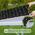 thumbnail image 6 of Black White Halloween Bat Moon Spider Pattern Square Fitted Tablecloth with Elastic Edge,Square Table Cover,Washable Elastic Table Cover for Home Kitchen Party Decor 34"x34", 6 of 6