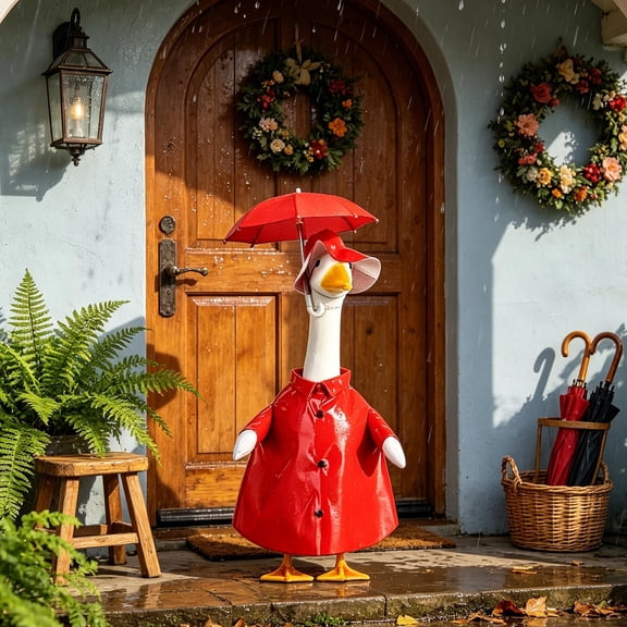 Sruoe Raincoat Porch Goose Outfits, Porch Goose Clothes, 23 Inch Cement Goose Clothes Dress, Duck Clothes for Spring Easter Holiday Outdoor Garden Yard Lawn Patio Statue Decor