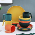 thumbnail image 3 of ReaNea Plastic Dinnerware Set of 16 Pieces, Unbreakable And Reusable Light Weight Plates Mugs Bowls Dishes Easy to Carry And Clean BPA Free Service For 4, 3 of 8