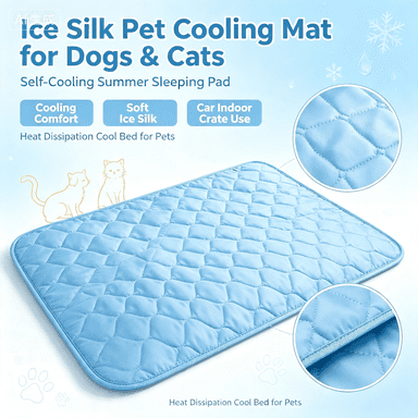 Ice Silk Pet Cooling Mat for Dogs & Cats, Self-Cooling Summer Sleeping Pad, Heat Dissipation Cool Bed for Car, Indoor and Crate Use