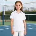 thumbnail image 2 of shoper Girls Polo Shirts Golf Tennis School Uniform Short Sleeve T Shirts V-Neck Collared Workout Tops for 3-14 Years (White), 2 of 5