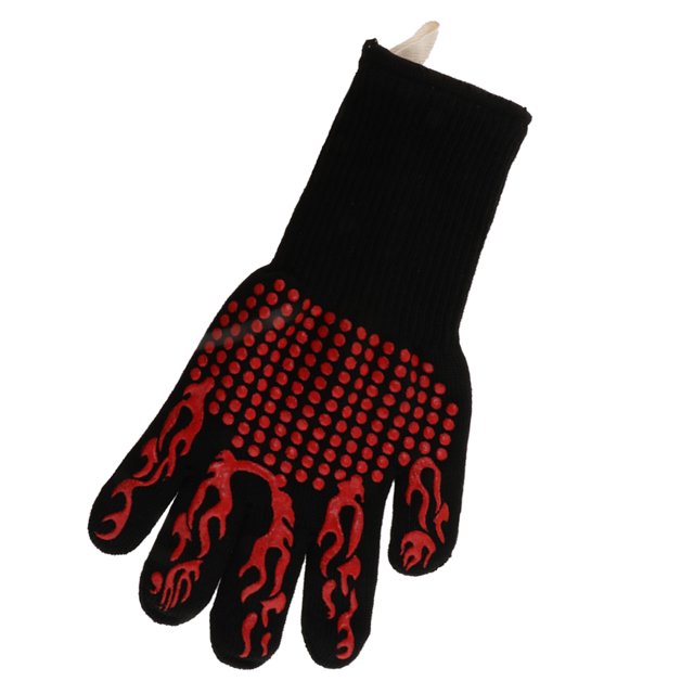 BBQ Barbacoa Asar a la parrilla Guante de cocina Guantes de horno resistentes a prueba de calor 1PCS llama roja Sunnimix Guantes de cocina para barbacoa