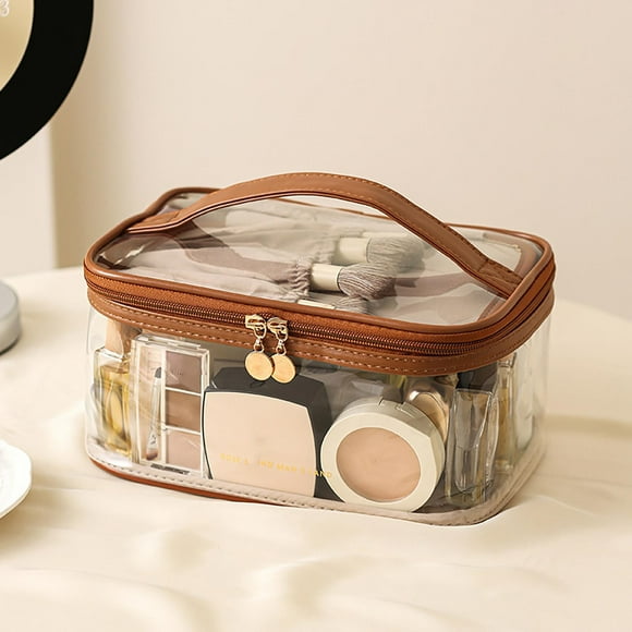 Fiudx Bolsa de Cosméticos Transparente de Gran Capacidad para Guardar Cosméticos, Lápiz Labial, Color Puro, Bolsa de Aseo Portátil Avanzada