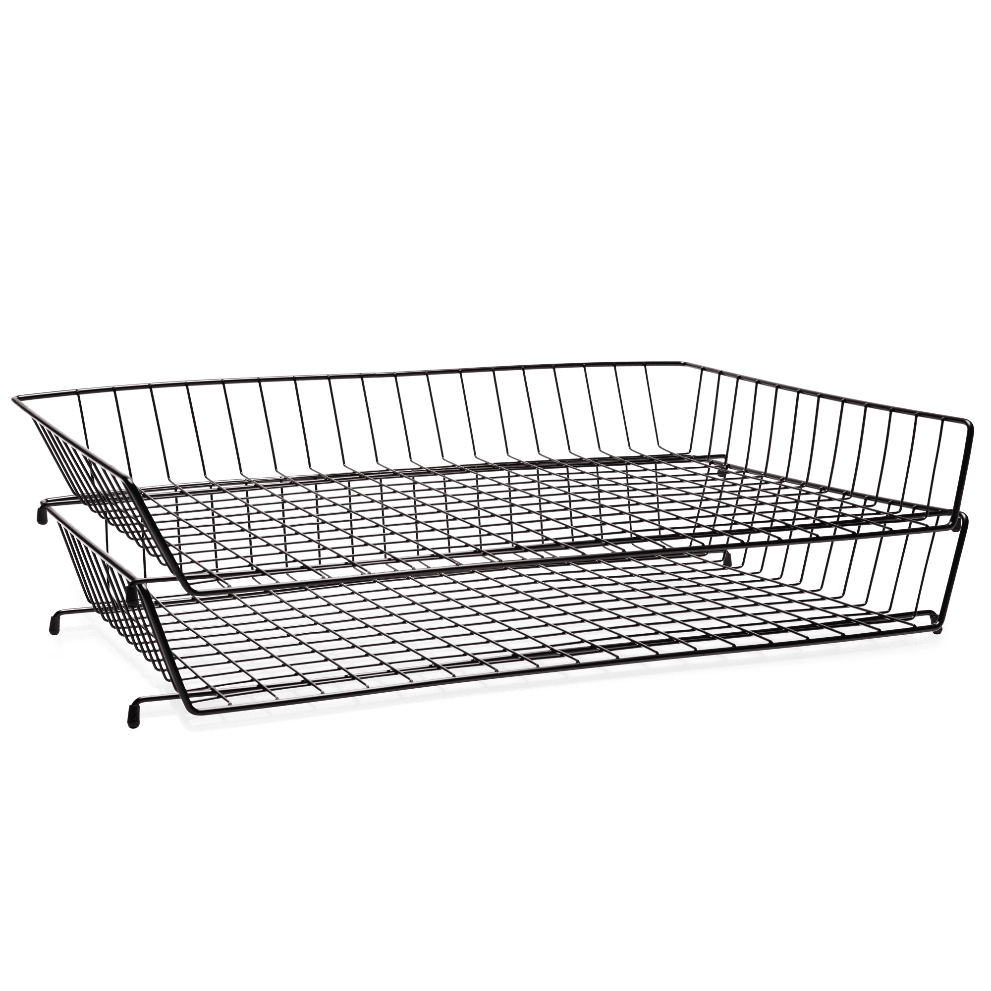 Ruby Paulina Stackable Wire Basket Tray | Black Metal Organizer for 11x17 Paper, Legal Documents, Mail & Files | Durable Office Desk Accessory with Non-Slip Feet