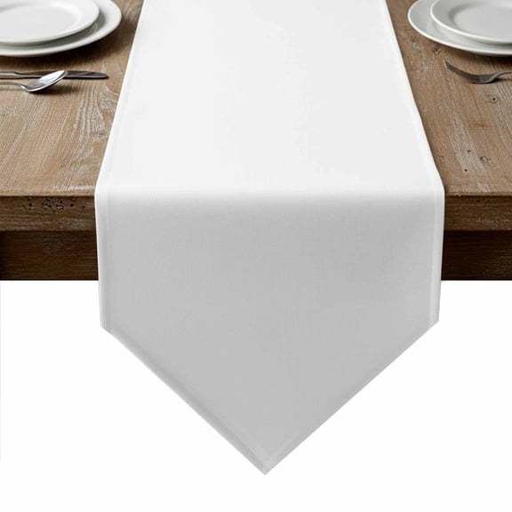 White Table Runner Linen Burlap Table Runner 72 Inches Long Modern Minimalist Pure Soild Color Dresser Scarves for Kitchen Island Coffee Dining Room Party Wedding Banquet Holiday Decoration 14"x72"