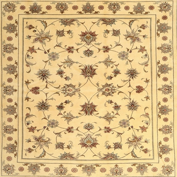 Ahgly Company Indoor Square Contemporary Gold Persian Area Rugs, 3' Square
